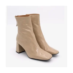 Ángel Alarcón Aland - Women S Square Toe Shiny Leather Booties, Wide Heel And Zip Best