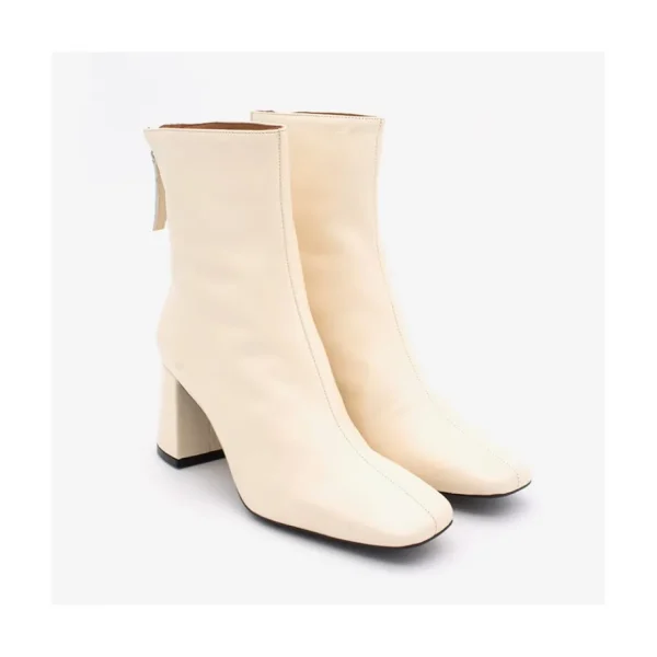 Ángel Alarcón Aland - Women S Square Toe Leather Booties, Wide Heel And Zip Discount