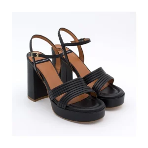 Ángel Alarcón Amber - Strap Leather Sandals With Block High Heel & Platform Hot