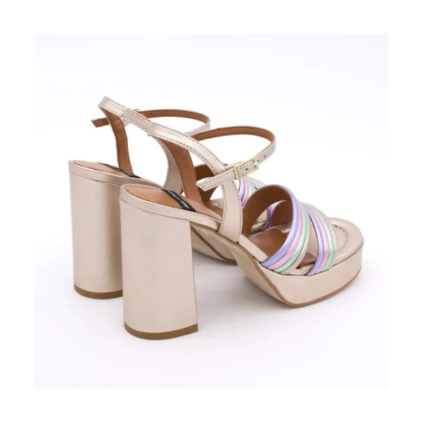 Ángel Alarcón Amber - Strap Metallized Combi Leather With Block High Heel & Platform Best