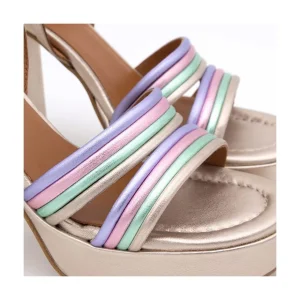 Ángel Alarcón Amber - Strap Metallized Combi Leather With Block High Heel & Platform Best