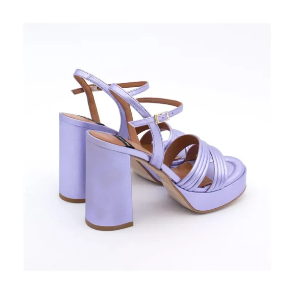 Ángel Alarcón Amber - Strap Metallized Combi Leather With Block High Heel & Platform Discount