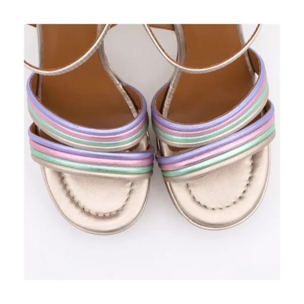 Ángel Alarcón Amber - Strap Metallized Combi Leather With Block High Heel & Platform Best