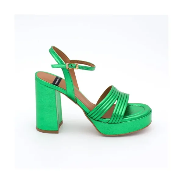 Ángel Alarcón Amber - Strap Metallized Leather Sandals With Block High Heel & Platform Best