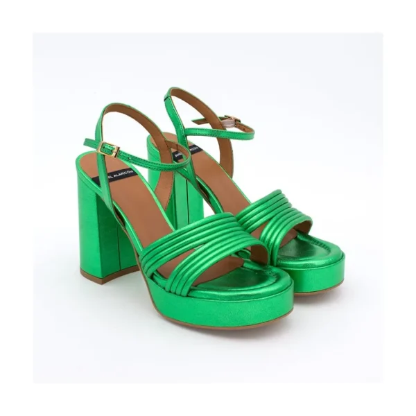 Ángel Alarcón Amber - Strap Metallized Leather Sandals With Block High Heel & Platform Best