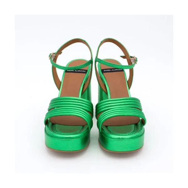 Ángel Alarcón Amber - Strap Metallized Leather Sandals With Block High Heel & Platform Best