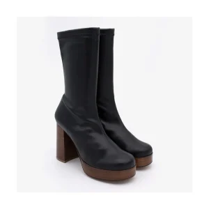 Ángel Alarcón Anderson - Women S Leather Ankle Boots With Wood High Heel & Platform Online