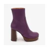 Ángel Alarcón Cadeo - Women S Leather Ankle Boots With Wood High Heel & Platform Fashion