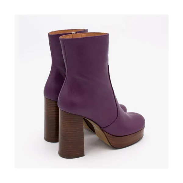 Ángel Alarcón Cadeo - Women S Leather Ankle Boots With Wood High Heel & Platform Fashion