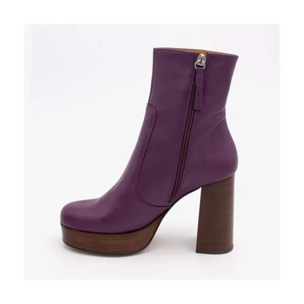 Ángel Alarcón Cadeo - Women S Leather Ankle Boots With Wood High Heel & Platform Fashion