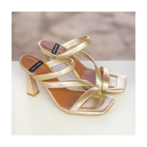 Ángel Alarcón Cameron - Metallized Padded Straps Sandals With High Heel Discount