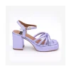 Ángel Alarcón Estefan - Metallized Leather Padded Sandals With Block Heel & Platforms Discount