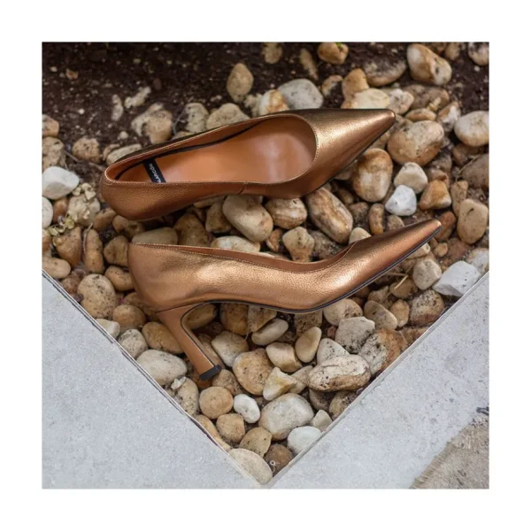 Ángel Alarcón Febe - Metallized Leather Stiletto With Medium Heel Sale