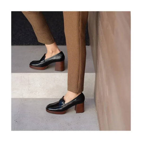 Ángel Alarcón Gadea - Women S Leather Mocassin With Wood Heel & Platform Sale