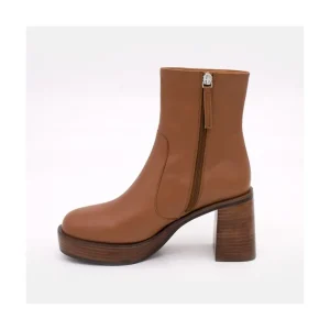 Ángel Alarcón Greta - Leather Ankle Boots With Wood Block Heel & Platform Outlet