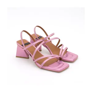 Ángel Alarcón Guillian - Iridiscence Leather Strappy Sandal With Triangular Heel Design. Fashion