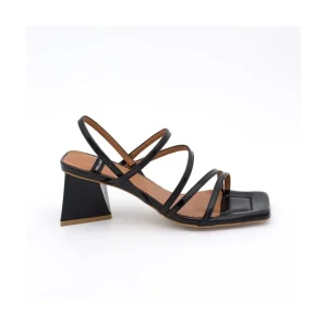 Ángel Alarcón Guillian - Leather Strappy Sandal With Triangular Heel Design. Sale