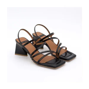 Ángel Alarcón Guillian - Leather Strappy Sandal With Triangular Heel Design. Sale