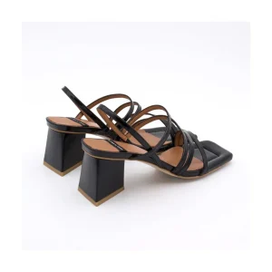 Ángel Alarcón Guillian - Leather Strappy Sandal With Triangular Heel Design. Sale