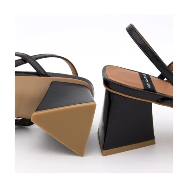 Ángel Alarcón Guillian - Leather Strappy Sandal With Triangular Heel Design. Sale