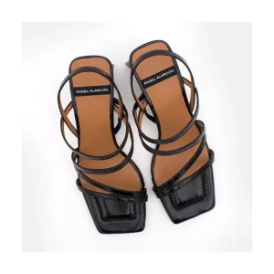 Ángel Alarcón Guillian - Leather Strappy Sandal With Triangular Heel Design. Sale