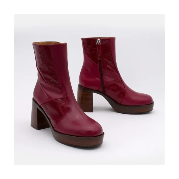 Ángel Alarcón Ingrid - Leather Ankle Boots With Wood Block Heel & Platform Fashion