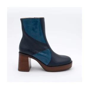 Ángel Alarcón Ingrid - Leather Ankle Boots With Wood Block Heel & Platform New