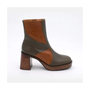 Ángel Alarcón Ingrid - Leather Ankle Boots With Wood Block Heel & Platform Online