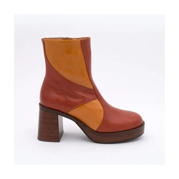 Ángel Alarcón Ingrid - Leather Ankle Boots With Wood Block Heel & Platform Hot