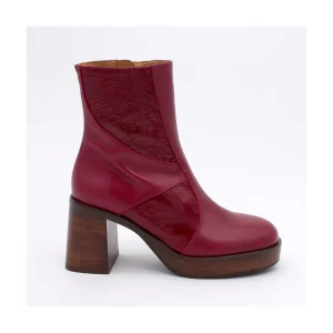 Ángel Alarcón Ingrid - Leather Ankle Boots With Wood Block Heel & Platform Fashion