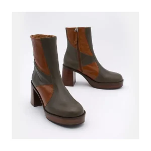 Ángel Alarcón Ingrid - Leather Ankle Boots With Wood Block Heel & Platform Online