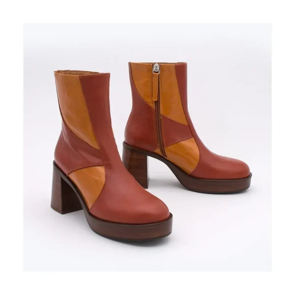 Ángel Alarcón Ingrid - Leather Ankle Boots With Wood Block Heel & Platform Hot