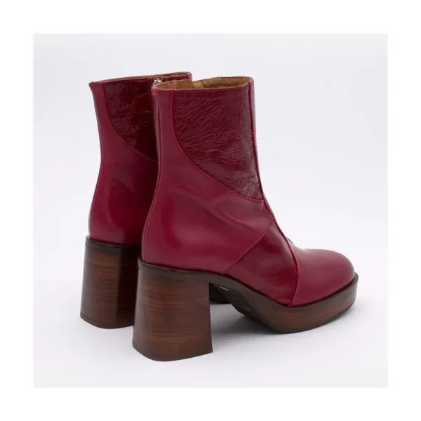 Ángel Alarcón Ingrid - Leather Ankle Boots With Wood Block Heel & Platform Fashion