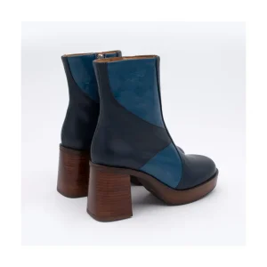 Ángel Alarcón Ingrid - Leather Ankle Boots With Wood Block Heel & Platform New