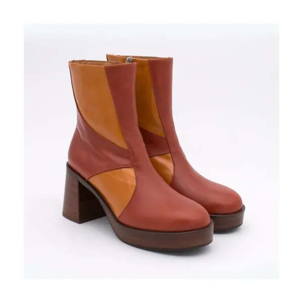 Ángel Alarcón Ingrid - Leather Ankle Boots With Wood Block Heel & Platform Hot