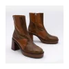 Ángel Alarcón Ingrid - Shiny Leather Ankle Boots With Wood Block Heel & Platform Sale