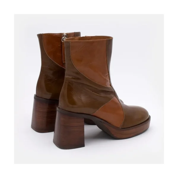 Ángel Alarcón Ingrid - Shiny Leather Ankle Boots With Wood Block Heel & Platform Sale