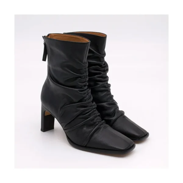 Ángel Alarcón Janet - Wrinkled Leather Heeled Ankle Boots Online