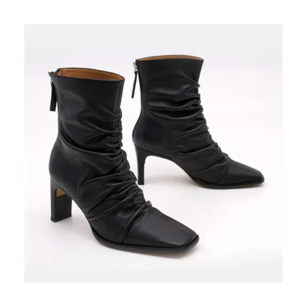 Ángel Alarcón Janet - Wrinkled Leather Heeled Ankle Boots Online