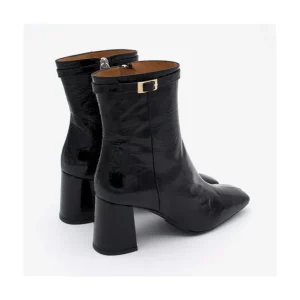 Ángel Alarcón Jantar - Heeled Shiny Leather Booties With Square Toe & Zipper Fashion