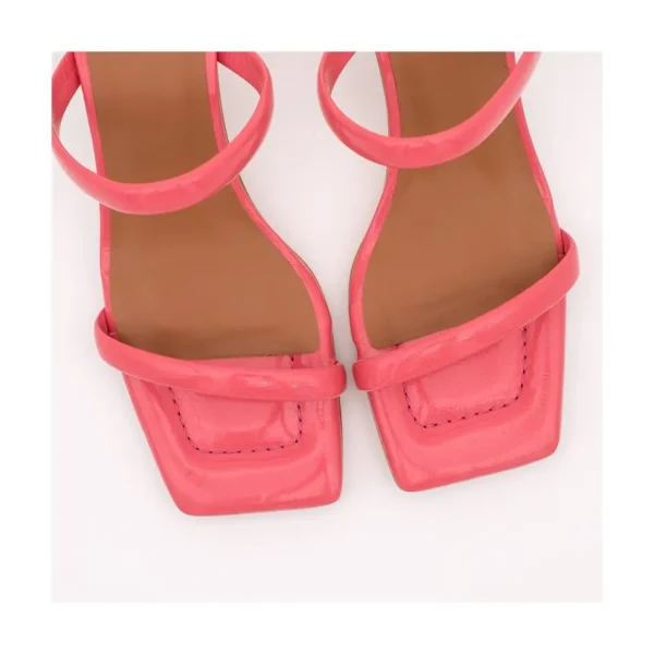 Ángel Alarcón Jeanette - Shiny Texturized Padded Leather Sandal Fashion