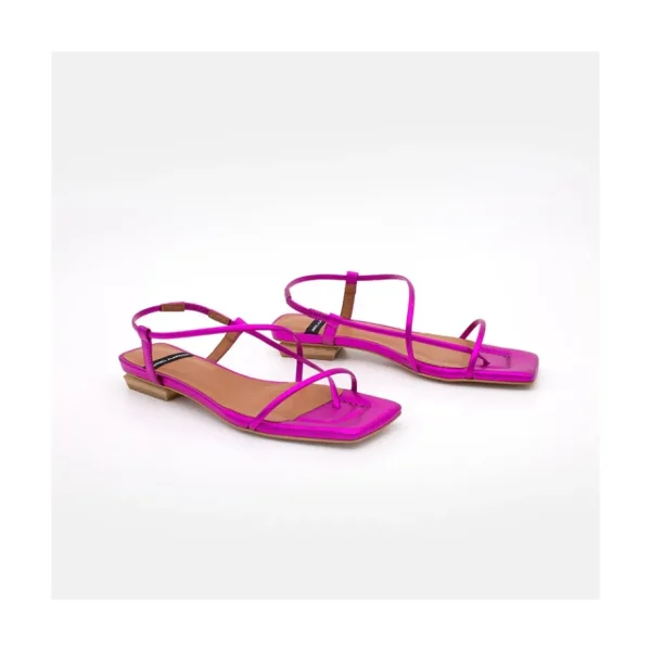 Ángel Alarcón Julie - Metallized Leather Minimalist Strappy Flat Sandals Best