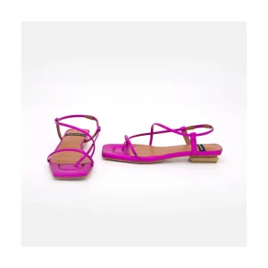 Ángel Alarcón Julie - Metallized Leather Minimalist Strappy Flat Sandals Best