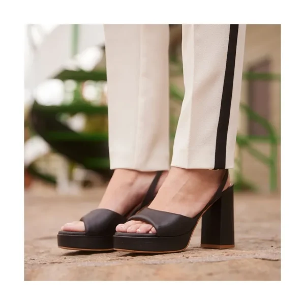 Ángel Alarcón Kelis - Leather Padded Ankle Strap Sandals With Block Heel & Platform Online