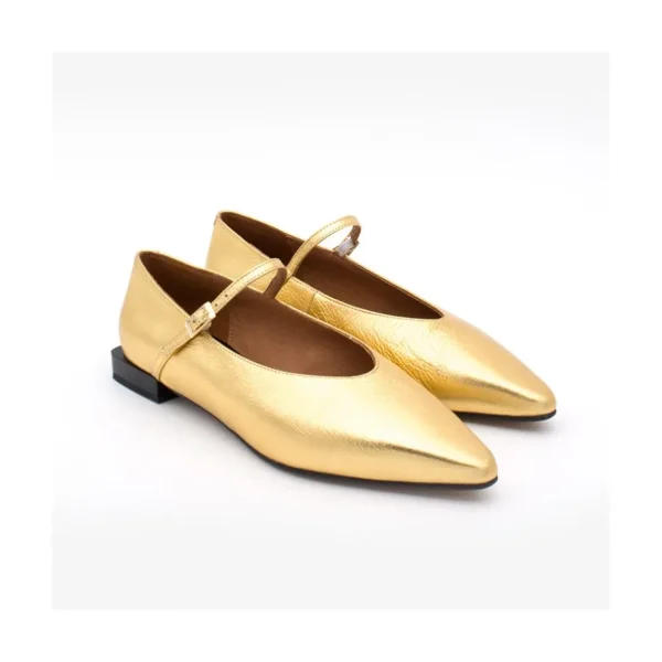 Ángel Alarcón Mab - Women S Mary Jane Metallized Leather Flat Fashion