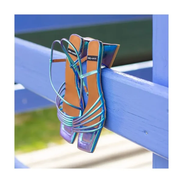 Ángel Alarcón Mazzy - Iridescence Strappy Sandal With Triangular Heel Design. Hot