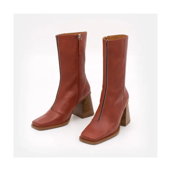 Ángel Alarcón Motagua - Leather Women S Boots With Block Heel Discount