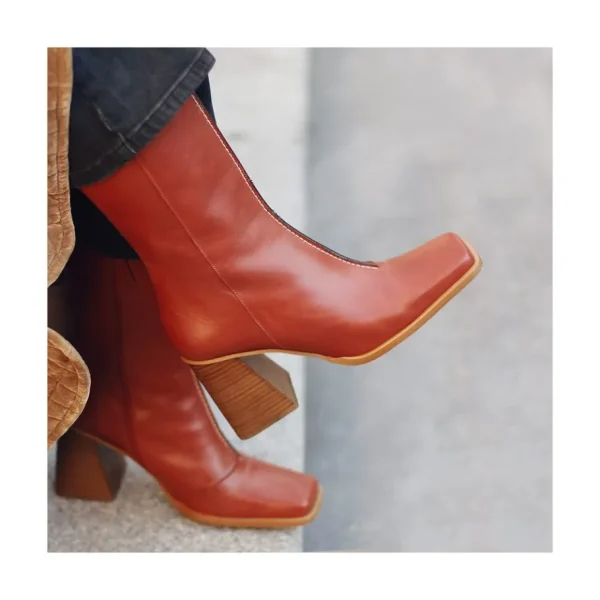 Ángel Alarcón Motagua - Leather Women S Boots With Block Heel Discount