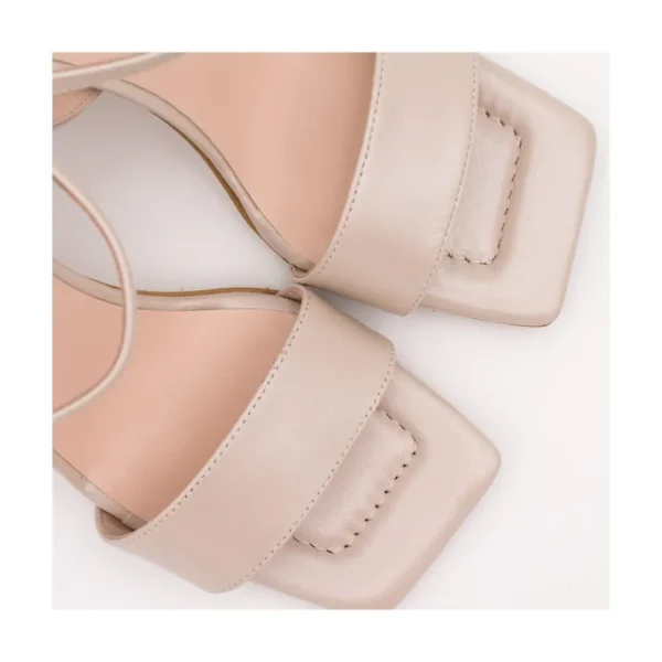 Ángel Alarcón New Megan - Pearl Leather Sandals With Wide High Heel Best