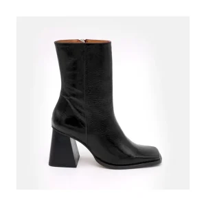 Ángel Alarcón Oconnor - Shiny Leather Ankle Boots With Zipper & Block Heel Sale